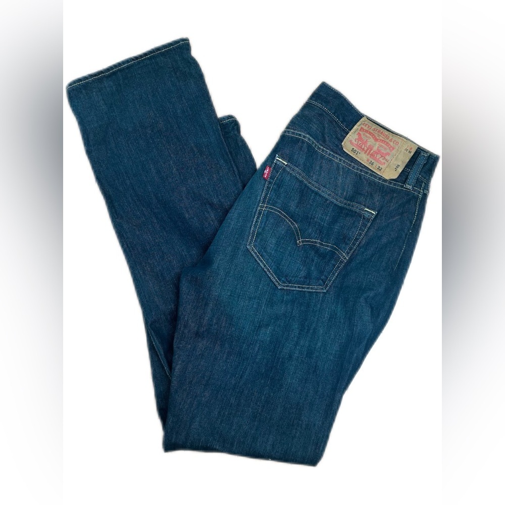 Levi's 501 Men's Dark Wash 100% Cotton Denim Jeans Size W36 L32‎ - Picture 4 of 11